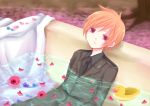  bathtub claus formal mother_(game) mother_3 orange_hair red_eyes rose_petals rubber_duck suit 