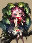 eating food fruit juice leaf leaves minigirl original pink_hair purple_hair raspberry sitting solo tree ume_(illegal_bible) 