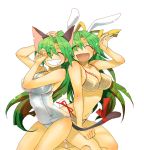  breasts bunny_ears cat_ears higurashi_no_naku_koro_ni kemonomimi_mode rabbit_ears ribbon smile sonozaki_mion sonozaki_shion suwaru tail tail_ribbon 