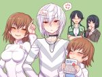  accelerator ahoge black_hair brown_eyes brown_hair choker closed_eyes folks_(nabokof) last_order misaka_worst red_eyes to_aru_majutsu_no_index to_aru_majutsu_no_index:_new_testament vietnamese_dress white_hair yomikawa_aiho yoshikawa_kikyou 