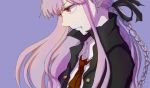  1girl braid dangan_ronpa kirigiri_kyouko long_hair necktie purple_hair ribbon solo violet_eyes 