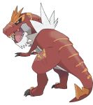 back claws dinosaur fangs no_humans open_mouth pokemon pokemon_(creature) pokemon_(game) pokemon_xy red_skin simple_background theangryaron tyrannosaurus_rex tyrantrum white_background 