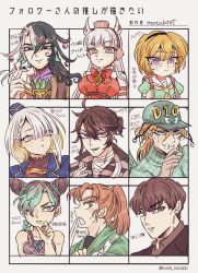  ahoge animal_ears ashiya_douman_(fate) backpack bag black_eyes black_hair blonde_hair blue_eyes braid braided_ponytail breasts bun_with_braided_base character_request commentary_request crying diego_brando double_bun dress fate/grand_order fate_(series) followers_favorite_challenge gold_ship_(umamusume) green_eyes green_hair green_lips hair_between_eyes hair_bun hair_over_one_eye hat highres higurashi_no_naku_koro_ni holding horse_ears horse_girl houjou_satoko identity_v jojo_no_kimyou_na_bouken kujo_jolyne large_breasts lashley_misk luca_balsa mahou_tsukai_to_kuroneko_no_wiz medium_breasts mini_hat multicolored_hair multiple_drawing_challenge mutsuki_(mutuki05) one_eye_closed orange_hair ponytail puffy_sleeves rakudai_ninja_rantarou randoseru sailor_dress shikigami smile split-color_hair steel_ball_run stone_ocean sweater tears turtleneck turtleneck_sweater two-tone_hair umamusume violet_eyes white_hair zenpouji_isaku 