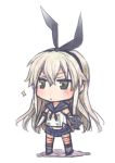  1girl anchor black_panties blonde_hair blush chibi elbow_gloves gloves hair_ornament hairband kantai_collection long_hair lowres panties personification shimakaze_(kantai_collection) solo striped striped_legwear thighhighs underwear white_gloves 