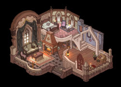  armchair artist_request bed bedroom black_background book bookshelf candelabra candle candlelight candlestand chair couch cup curtains desk diorama fireplace fireworks floorplan isometric lamp muntins nexon no_humans official_art picture_frame pillow plant potted_plant round_table rug second-party_source shield simple_background stairs stool sword table tablecloth tales_weaver teacup teapot weapon window window_light wooden_desk wooden_floor 