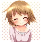  1girl barrette blush brown_hair bust closed_eyes hidamari_sketch little_little_star smile solo yuno 