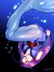  1girl detached_sleeves long_hair mermaid monster_girl original purple_hair underwater upside-down violet_eyes yagisaka_seto 