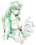  1girl flower glasses green_hair hat jako_(toyprn) long_hair low-tied_long_hair philia_felice solo tales_of_(series) tales_of_destiny tales_of_destiny_2 twintails violet_eyes white_background 