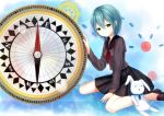  1girl blue_hair compass green_eyes kantai_collection setona_(daice) short_hair solo 