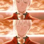  1boy 2koma archer comic fate/stay_night fate_(series) smile solo sunset tam_(cuq) white_hair 