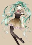  1girl aqua_eyes green_hair hatsune_miku highres kurana long_hair pantyhose skirt solo twintails very_long_hair vocaloid 