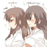  2girls akagi_(kantai_collection) brown_hair kaga_(kantai_collection) kantai_collection long_hair lowres multiple_girls rebecca_(keinelove) short_hair 