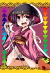  1girl blush bowl hemogurobin_a1c japanese_clothes kimono mallet needle open_mouth purple_hair short_hair smile solo sukuna_shinmyoumaru touhou violet_eyes 