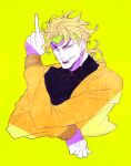  1boy blonde_hair dio_brando headband heart highres jojo_no_kimyou_na_bouken pointing red_eyes solo vldksltlah88 