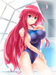  1girl ahoge blue_eyes competition_swimsuit high_school_dxd indoor_pool long_hair one-piece_swimsuit pool redhead rias_gremory solo spiralray swimsuit 