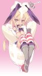  1girl blade_(galaxist) blonde_hair elbow_gloves gloves kantai_collection long_hair personification shimakaze_(kantai_collection) solo striped striped_legwear thighhighs 