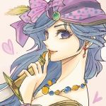  1girl bandana blue_hair earrings final_fantasy final_fantasy_ii heart jewelry knife lips looking_at_viewer necklace parted_lips reila smile solo yadoso 