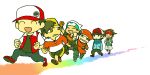  6+boys ^_^ chibi closed_eyes gold_(pokemon) kouki_(pokemon) kyouhei_(pokemon) multiple_boys nocco perspective pokemon pokemon_(game) pokemon_bw pokemon_bw2 pokemon_dppt pokemon_gsc pokemon_rgby pokemon_rse red_(pokemon) touya_(pokemon) walking yuuki_(pokemon) 