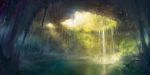  bird cave no_humans original park_jae-cheol scenery water waterfall 