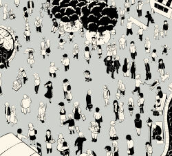  6+boys 6+girls absurdres animal arms_up avogado6 backpack bag bench briefcase child commentary_request crying dog dress fountain from_above gakuran guitar handbag hat headphones highres holding holding_hands holding_map holding_umbrella hood hood_down hoodie instrument janitor japanese_clothes kimono lamppost lost_child map monochrome multiple_boys multiple_girls music old old_man old_woman original outdoors outstretched_arms pants parasol pet_walking playing_guitar playing_instrument rolling_suitcase running school_uniform selfie_stick serafuku shirt shorts sitting spread_arms standing suitcase sunglasses talking_on_phone tree umbrella waiter walking wheelchair wide_shot 