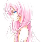  1girl blue_eyes long_hair looking_at_viewer megurine_luka pink_hair profile simple_background solo ueno_tsuki vocaloid white_background 