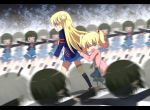  3girls alice_carteret blonde_hair hair_ornament hairclip haribote_(tarao) kin&#039;iro_mosaic kujou_karen long_hair multiple_girls oomiya_shinobu open_mouth school_uniform short_hair skirt tears twintails 