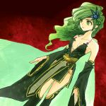  1girl adult detached_sleeves dutch_angle earrings final_fantasy final_fantasy_iv green_eyes green_hair hair_ornament jewelry long_hair long_sleeves rydia solo tagme yadoso 