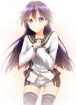  1girl black_hair kuroki_rei long_hair sakura_ai_ke school_uniform short_shorts shorts solo thighhighs violet_eyes vividred_operation 