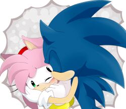 amy_rose anthro blush closed_eyes cute cuteness_overload digital_media female hedgehog hedgehog_boy hedgehog_girl kiss kissing_cheek looking_at_another male ni-qu_(artist) sonamy sonic_(series) sonic_the_hedgehog ​close_up