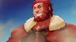 1boy armor beard cape facial_hair fate/zero fate_(series) ftzriw red_eyes redhead rider_(fate/zero) solo 