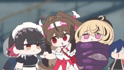 1boy akaoni_(zumt3548) animal_ears animated_gif belle_(zenless_zone_zero) ellen_joe long_hair multiple_girls scylla shark_girl shark_tail short_hair tentacles wise_(zenless_zone_zero) ye_shunguang yidhari_(zenless_zone_zero) yidhari_murphy zenless_zone_zero