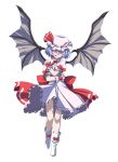  1girl bat_wings blue_hair hat red_eyes remilia_scarlet short_hair simple_background smile solo tongue tongue_out touhou tsukumo white_background wings 