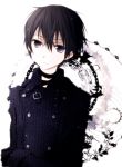 1boy black_eyes black_hair coat gloves kirito male short_hair sword_art_online tsukimori_usako 