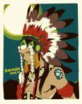  1boy braid headdress jojo_no_kimyou_na_bouken native_american native_american_headdress redlark_(r083) sandman_(sbr) solo steel_ball_run tattoo 