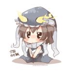  1girl black_eyes blush brown_hair cosplay kaga_(kantai_collection) kantai_collection lowres rebecca_(keinelove) short_hair side_ponytail wo-class_(kantai_collection) wo-class_(kantai_collection)_(cosplay) 