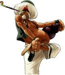  1boy big_belly capri_pants chin_gentsai facial_hair goatee gourd hair_over_eyes king_of_fighters king_of_fighters_xii muscle mustache official_art ogura_eisuke old_man pipe red_nose sandals shirtless single_tooth snk solo standing_on_one_leg tan toes vest white_hair wristband 