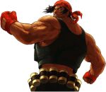  1boy bandana belt brown_hair clenched_hands explosive fingerless_gloves from_behind gloves grenade king_of_fighters king_of_fighters_xii load_bearing_vest male muscle official_art ogura_eisuke ralf_jones short_hair snk solo tan 