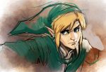  1boy blonde_hair blue_eyes face hat link nose pointy_ears psuede rough solo the_legend_of_zelda 