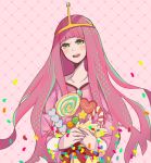  1girl adventure_time candy green_eyes lollipop long_hair omone_takeshi pink pink_hair princess_bonnibel_bubblegum smile sweets tiara 