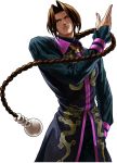  1boy braid brown_hair chinese_clothes duo_lon hand_in_pocket king_of_fighters king_of_fighters_xii long_hair low-tied_long_hair nail_polish official_art ogura_eisuke red_eyes single_braid snk solo very_long_hair 