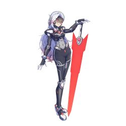  1girl absurdres adapted_costume alternate_costume armor armored_boots body_armor bodystocking boots breasts chest_jewel commission commissioner_upload covered_navel energy_sword facial_mark fake_zero_(mega_man) forehead_jewel full_body gauntlets genderswap genderswap_(mtf) highres holding holding_sword holding_weapon kiauwrenn knee_armor knee_boots mature_female mechanical_ears medium_breasts mega_man_(series) mega_man_x2 mega_man_x_(series) multicolored_hair no_headwear non-web_source red_eyes red_streaks shaded_face shorts shoulder_armor solo streaked_hair sword thighs transparent_background two-tone_hair wavy_hair weapon white_hair 