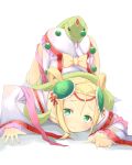  1girl blonde_hair chinese_clothes green_eyes long_hair meimei_(p&amp;d) puzzle_&amp;_dragons shizuka_(deatennsi) snake solo turtle_shell 