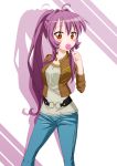  1girl candy highres lollipop long_hair ponytail purple_hair red_eyes solo sugiura_ayano tatsuya_(guild_plus) yuru_yuri 