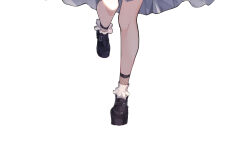  1girl brown_shoes commentary_request feet flandre_scarlet foot_focus highres leg_up shoes simple_background socks solo touhou white_background white_socks yamanakaume 