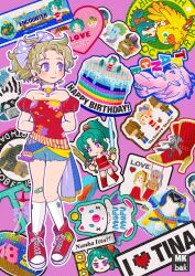  adapted_costume aircraft airship bandaid bandaid_on_leg bare_shoulders bird birthday_cake blonde_hair blue_skirt boots cake character_name chibi chibi_inset chocobo closed_mouth commentary_request couple dark-skinned_male dark_skin detached_sleeves dress dual_wielding earrings final_fantasy final_fantasy_vi food full_body green_hair happy_birthday hetero highres holding holding_sword holding_weapon horns jewelry long_hair madeline_(ff6) maduin_(ff6) miri_(mirik) moogle multiple_views pink_hair ponytail puffy_short_sleeves puffy_sleeves purple_hair red_boots red_dress red_eyes red_shirt red_shoes red_skirt riding riding_bird sash shirt shoes short_sleeves skirt smile sneakers socks sword tan tent terra_branford topless_male trance_terra_branford violet_eyes waist_sash weapon white_shirt white_socks 