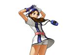  1girl ai_(snk) baseball_cap baseball_uniform belt blue_eyes bracelet brown_hair dress gloves hat jewelry neo_geo_battle_coliseum neo_geo_pocket_color official_art ogura_eisuke short_dress short_twintails shorts_under_skirt smile snk solo sportswear twintails 