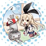  1girl anchor black_panties blonde_hair blush boots chibi elbow_gloves gloves hair_ornament hairband highleg highleg_panties kantai_collection long_hair navel open_mouth panties personification rensouhou-chan shimakaze_(kantai_collection) sitting skirt solo striped striped_legwear thighhighs underwear wind_chime yume_no_owari 