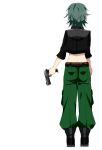  1girl absurdres green_hair gumi gun highres marirero_a midriff short_hair solo vocaloid weapon 