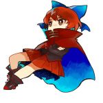  1girl artist_request bow cape red_eyes redhead sekibanki short_hair touhou 