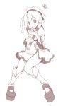  1girl hat holding instrument looking_at_viewer merlin_prismriver monochrome open_mouth recorder shoes short_hair smile socks solo touhou uni_mate 